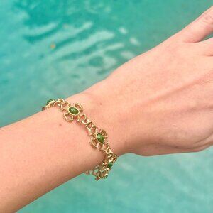 Vintage Avon Gold-Tone Bracelet with Green Cabochon Stones – Preloved